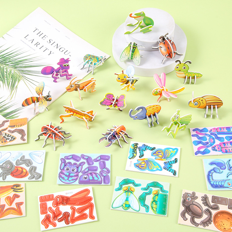 Three-dimensional 3D paper jigsaw puzzles, children's creative insect jigsaw puzzles, DIY kindergarten early education handicraft assembly, educational toys Specification drawing