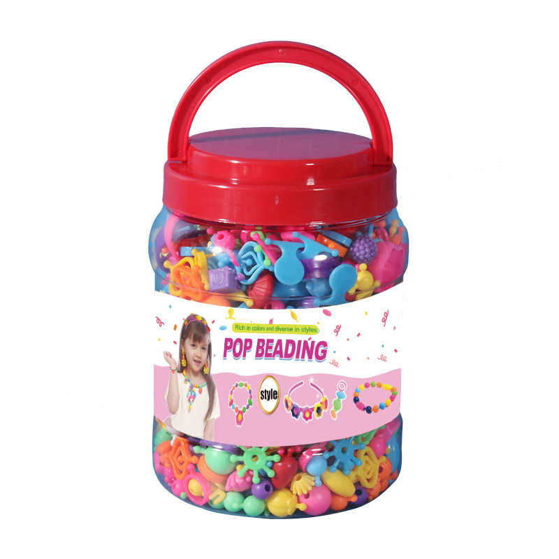 Children's diy handcrafted beaded educational toys, versatile cordless pop bead necklaces, bracelets, rings, girls stringing beads Item Picture
