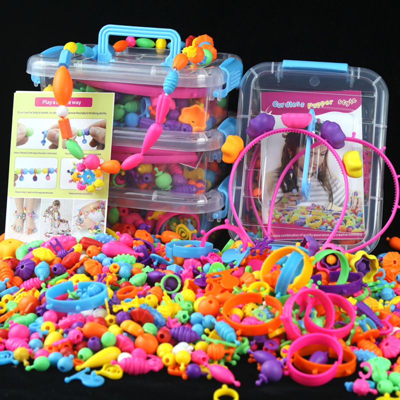 250 DIY toys, children's handcrafted beading, versatile cordless pop beading, girls' necklaces, bracelets, and beading full figure