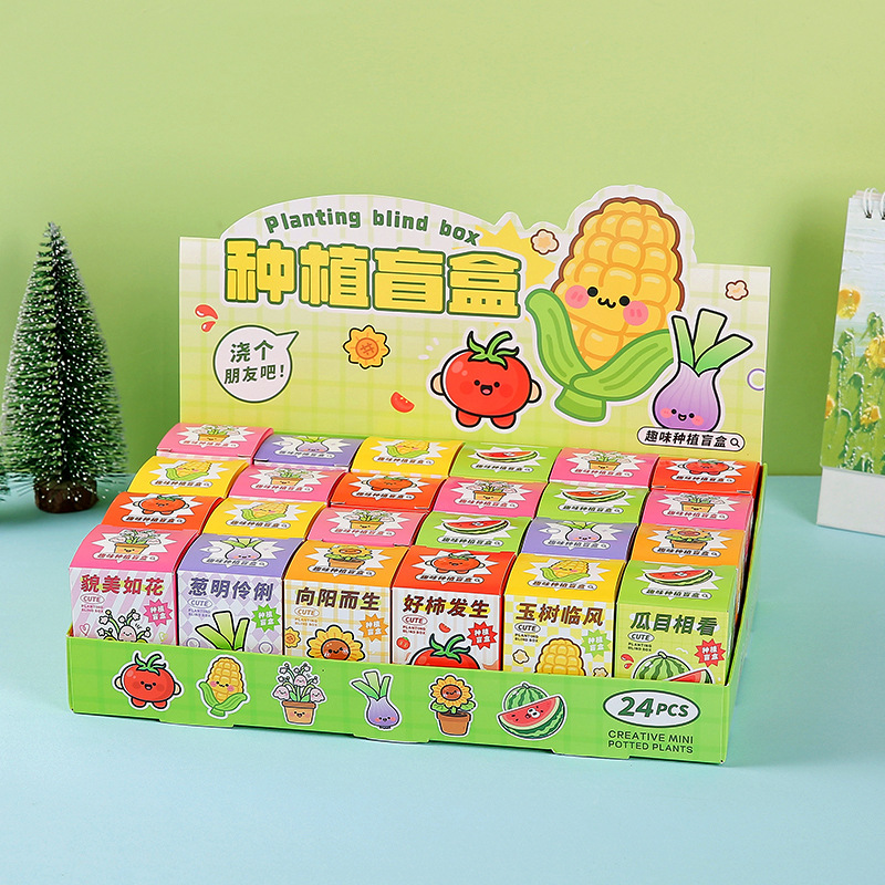 New creative DIY children's gift potted plant blind box, fun table decoration, student prize gift potted plant Application Scenario