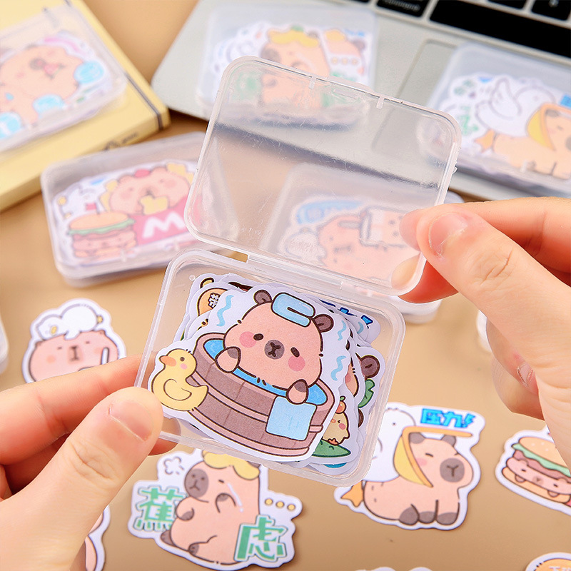 New Capibara box-shaped irregular-shaped stickers with a laid-back and cute pet capybara-shaped stickers for kindergarten gifts details Picture
