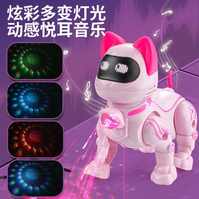 Music stalls wholesale children's, boys' and girls' toys, cats, robot cats that can walk, sing, leash toys, and lights Application Scenario