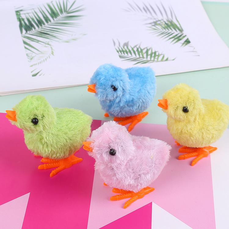 Winding chicken, spring toy, spring chick, plush chick, cute toy, baby and children's plush toy full figure