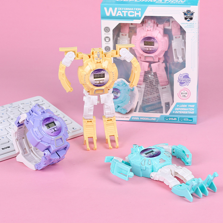 Creative Children's Day transformable character toys, boy and girl student gifts, robot electronic watches supply Specification drawing