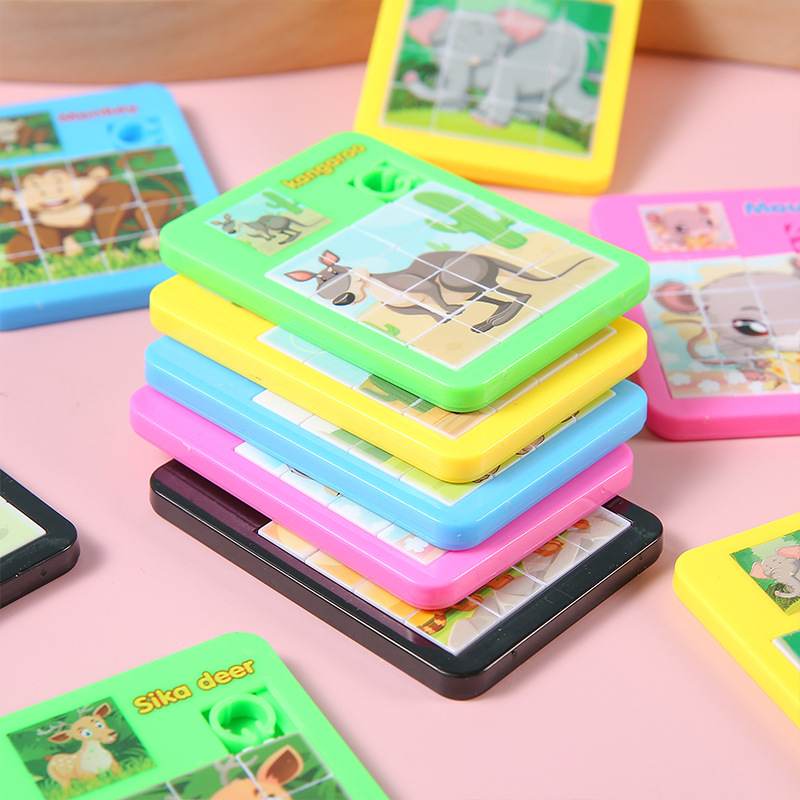 Katong Animal Sliding Puzzle, 16-grid maze of Huarong Road, educational toy, children's school, Kindergarten gift details Picture