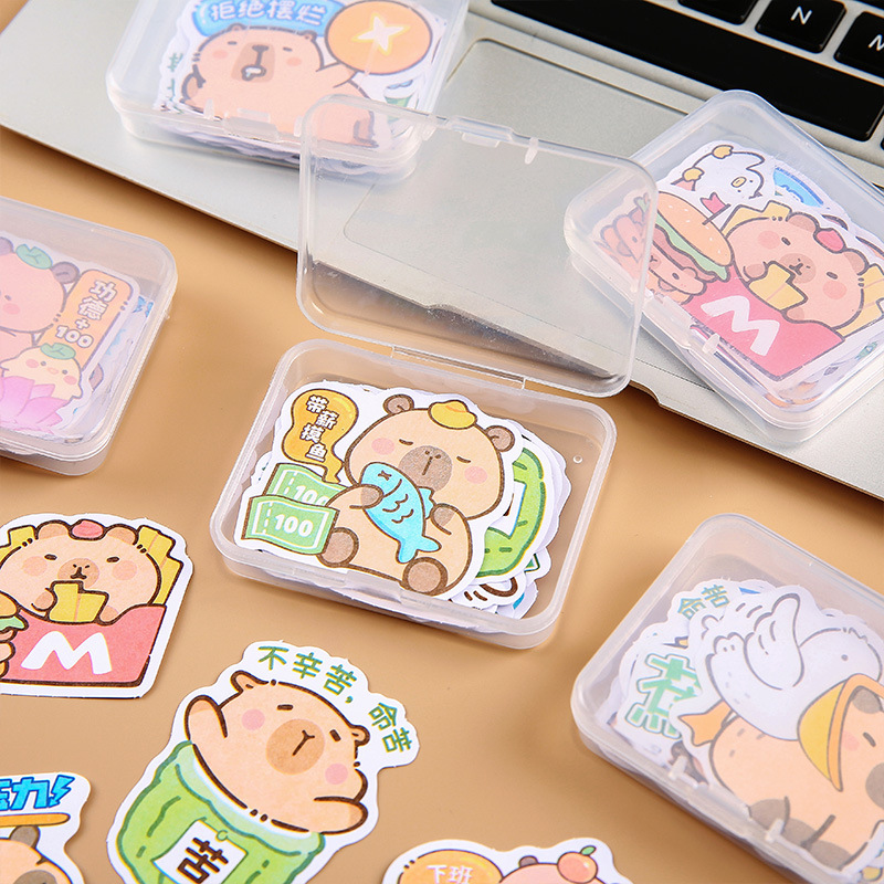 New Capibara box-shaped irregular-shaped stickers with a laid-back and cute pet capybara-shaped stickers for kindergarten gifts Specification drawing