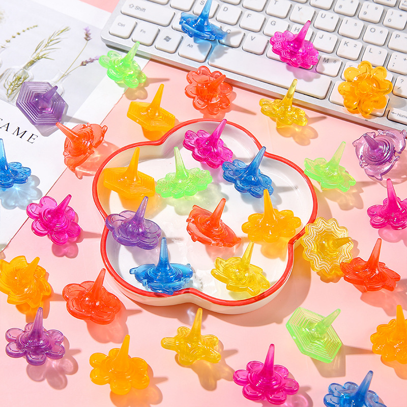 Transparent crystal small gyroscope toy, acrylic rotating gyroscope, primary school and kindergarten prizes, ground promotion small gifts Specification drawing