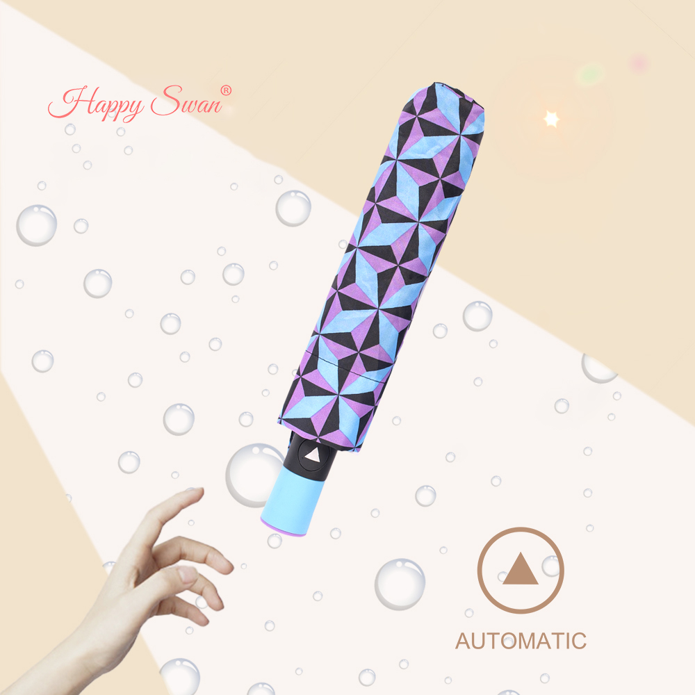 Xingbao Umbrella 3561A Creative Three-fold Half-Automatic Umbrella, wind-resistant umbrella, Three-fold umbrella, diamond-shaped grid umbrella, one-click opening umbrella Item Picture