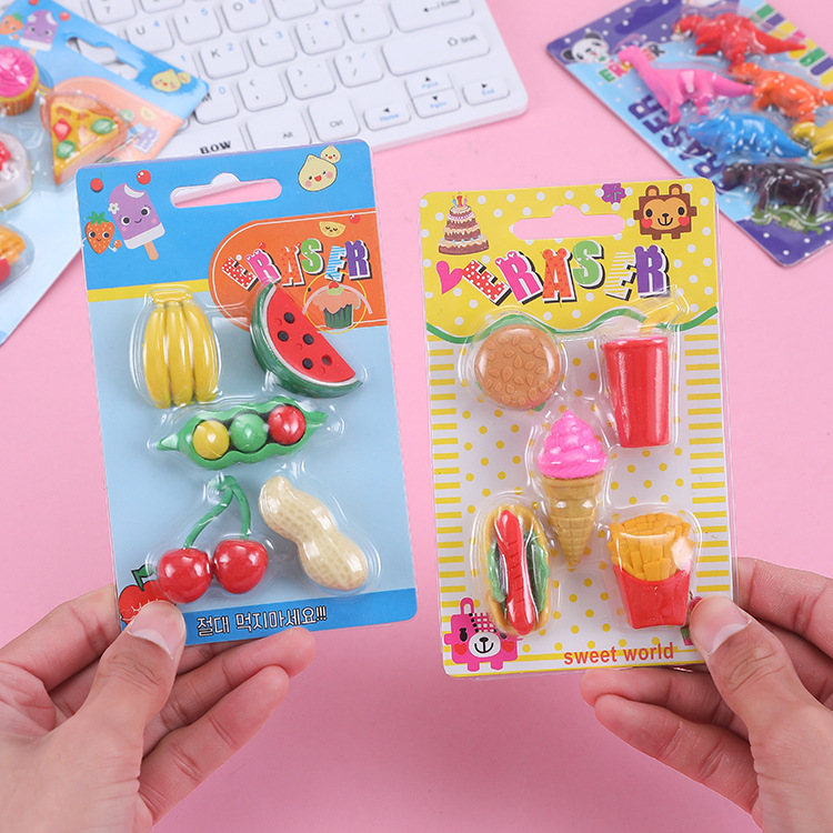 Children's eraser stationery set, eraser cartoon creative stationery, animal eraser, primary school supplies, school Application Scenario