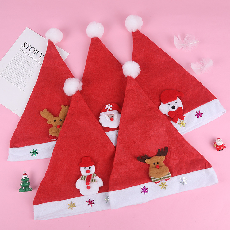 Creative Christmas decorations, Christmas velvet children's hats, Christmas gifts, cartoon Christmas hats wholesale full figure