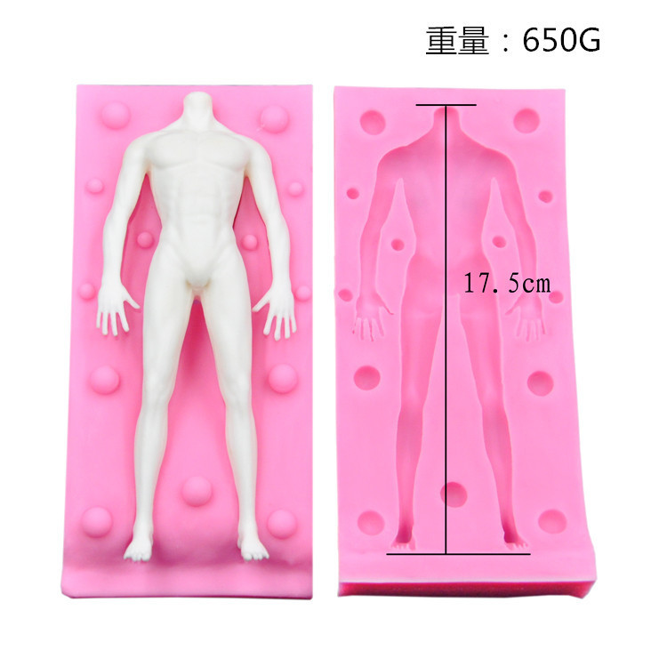 Clay fondant figure silicone body mold, clay tool figure human body pink soft silicone mold wholesale details Picture