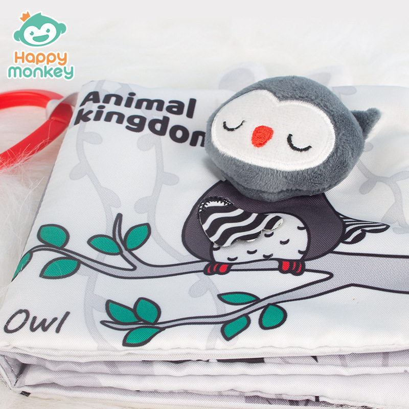 Early education cognitive black and white tail cloth books that babies can't tear apart scene visual training baby early education intelligence cloth books details Picture