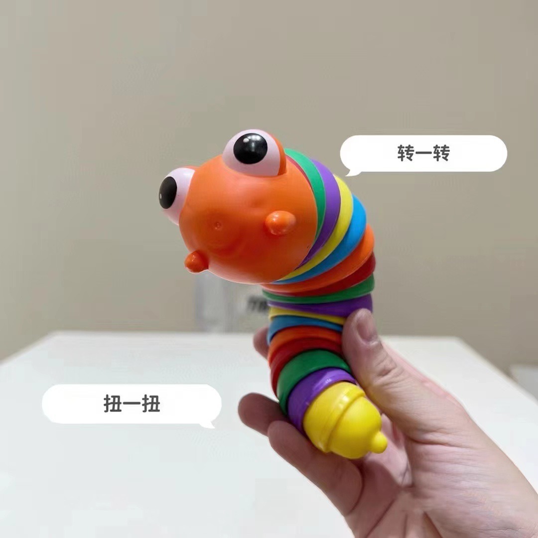 Wholesale of InS-style simple and high-appearance-level cartoon color creative stress-relieving and prank caterpillar pendants with big eyes Specification drawing