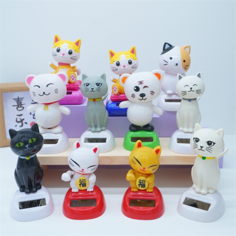 太阳能摆件可爱暴富招财猫创意汽车用品装饰招手猫工艺品车内汽车摆件车饰便宜
