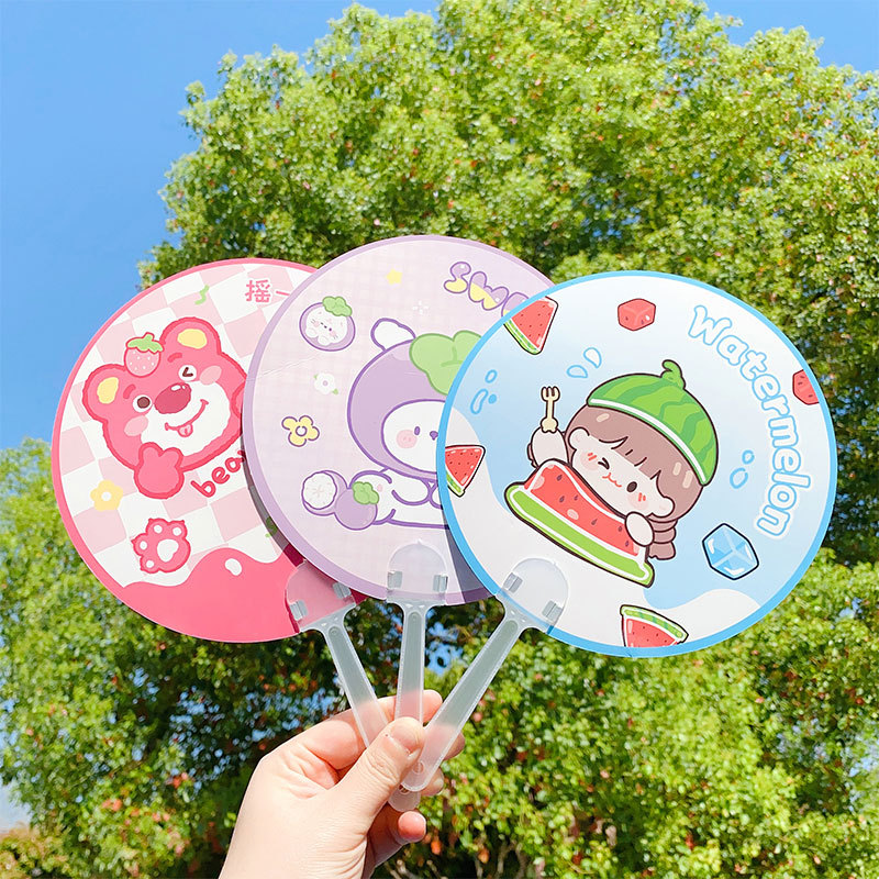 Summer bestsellers: Cute folding hand-held round fans, cool cartoon hand-cranked fans for students, kindergarten prizes Specification drawing