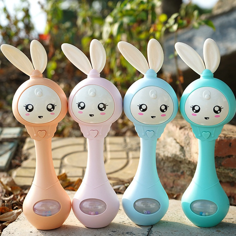 Cross-border handbell baby toys, light music rhythm sticks, hand-cranked bells, 0-1 year old baby teething rings, early education toys for infants details Picture