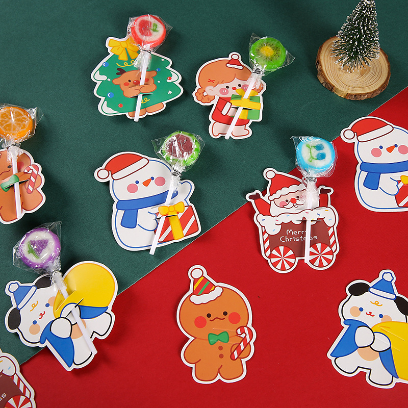 Cute candy decoration card, children's ins cartoon lollipop insert card, high appearance level student back-to-school season small gift details Picture