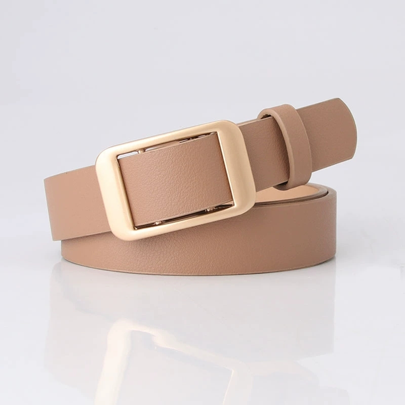 The female ins trend of belts: Korean students' double-bar alloy buckle decoration paired with jeans and a fashionable and simple belt details Picture