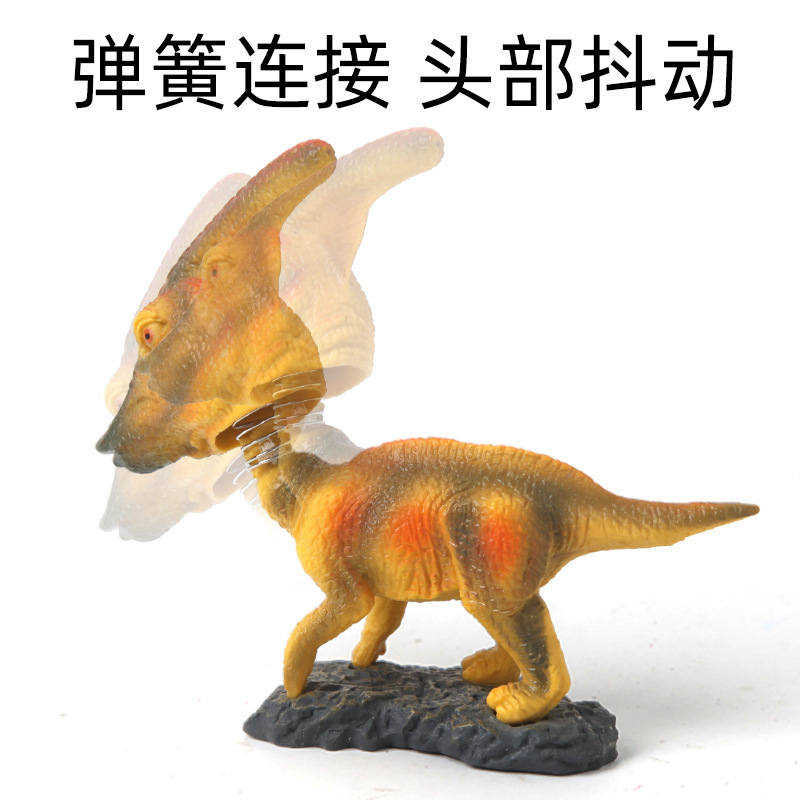 Wholesale of new cross-border simulation cute Velociraptor model children's educational toys, shaking head dinosaur toy ornaments details Picture