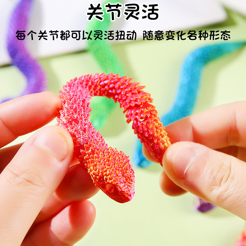 3D printed Viper modern art style model toy, movable snake joint ornament, gemstone Viper cross-border wholesale details Picture
