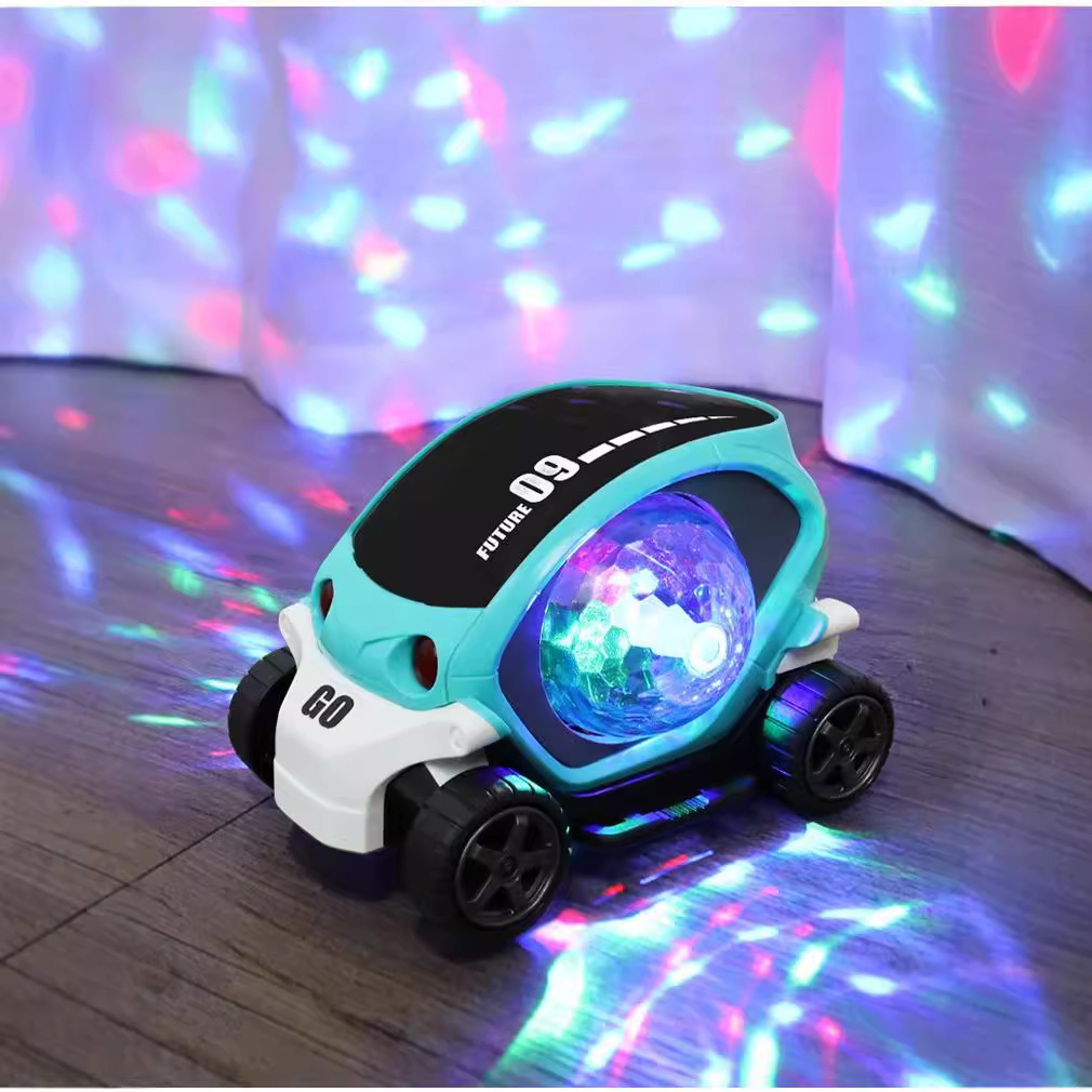 Douyin's popular children's swivel wheel 3D light music rotating car boy cool space car electric toy Specification drawing