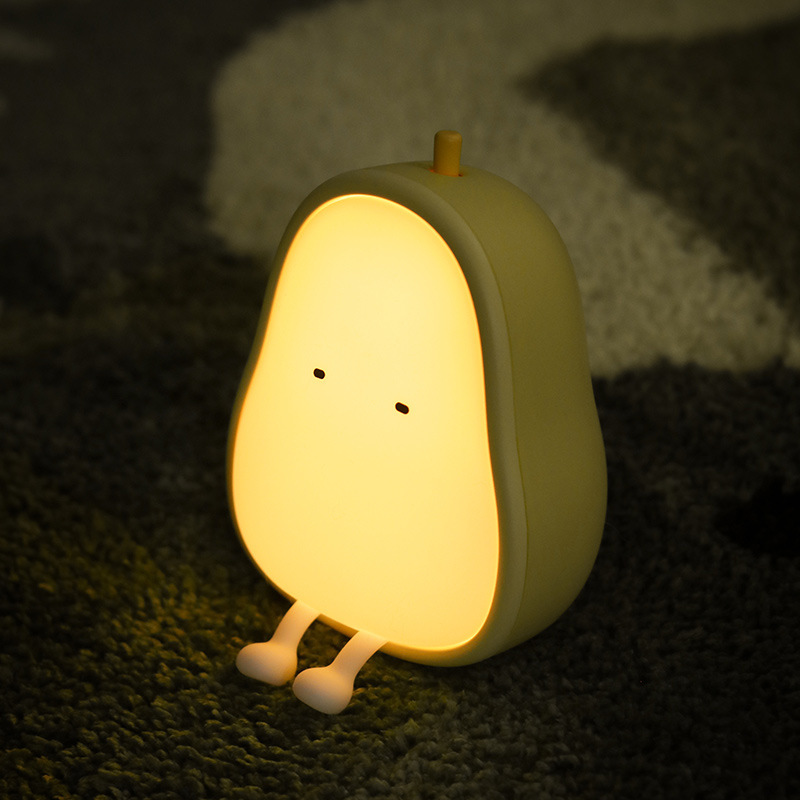 Cross-border carefully selected new product, the cute pear night light, silicone soft, warm bedroom light, USB charging and dimming night light details Picture