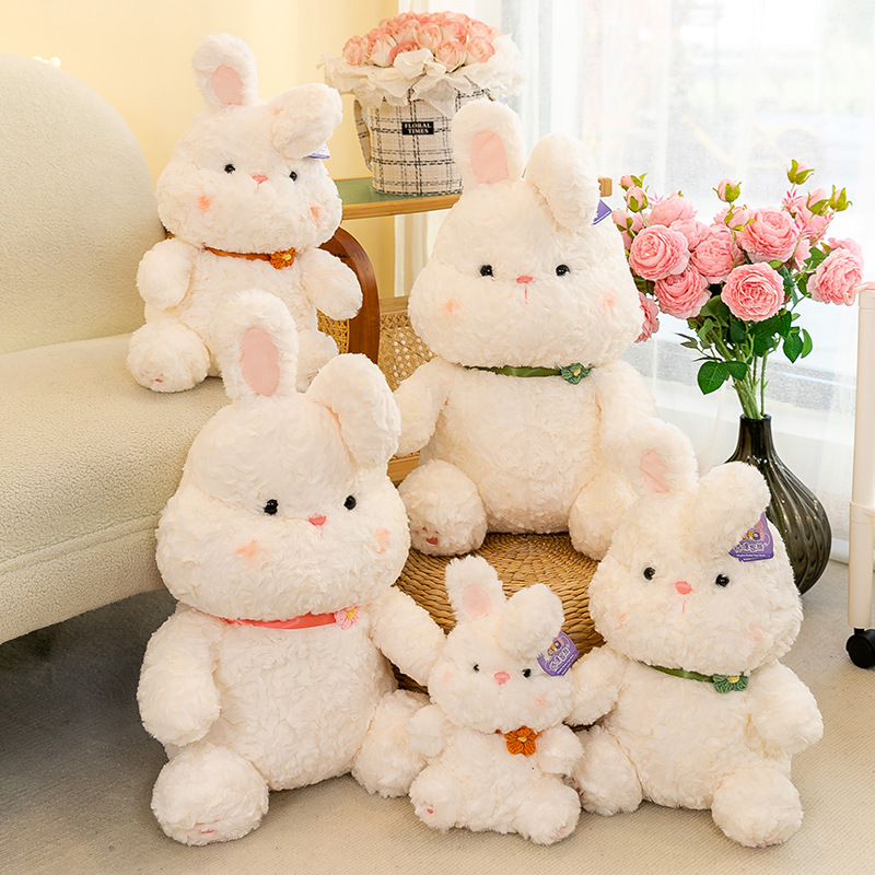 Cute little white rabbit plush toy, 8-inch premium claw machine doll, girl soothing doll, children's gift Specification drawing