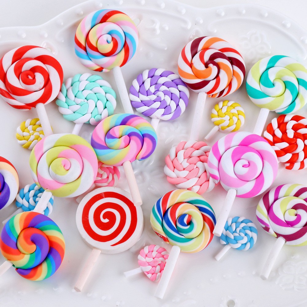 Lollipop, soft clay, cream glue, mobile phone case, diy resin jewelry accessories, hair clips, hair ornaments, hair tie materials details Picture