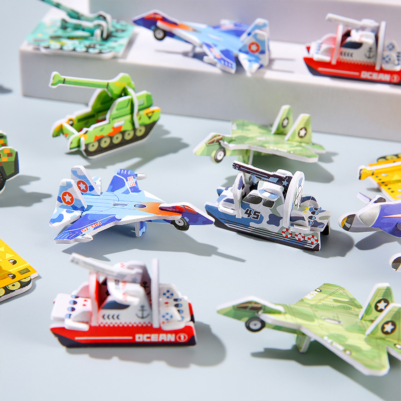 Children's paper 3D stereoscopic dinosaur jigsaw puzzle, tank, aircraft, combat vehicle, military model stereoscopic small jigsaw puzzle toy gift details Picture