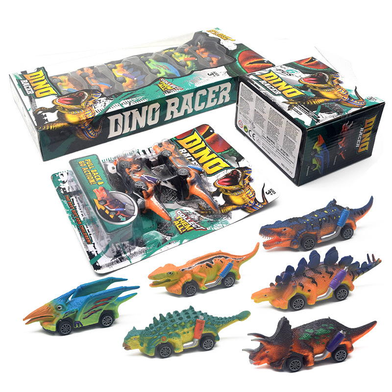 Cross-border simulation dinosaur inertial rebound car, durable drop, street stall wholesale, popular dinosaur DIY handcrafted graffiti toys trend full figure