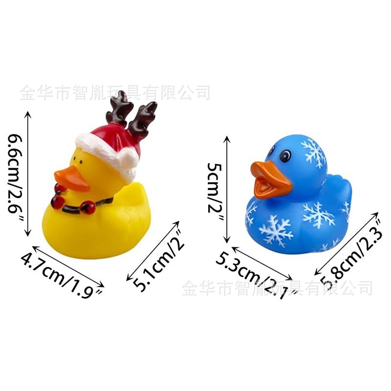 Cross-border best-selling Christmas duck, children's water play duck, Santa Claus party decoration, vinyl duck blind box, decorative toy Specification drawing