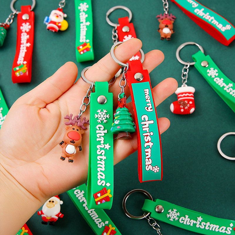 Christmas keychain pendants, creative Christmas key chains, Santa Claus Christmas tree small gifts, kindergarten prizes full figure