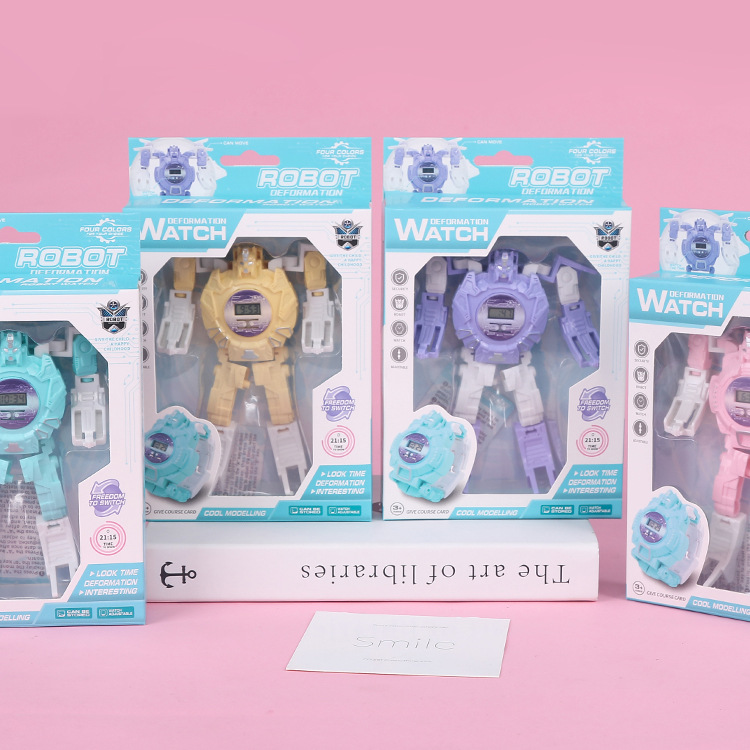 Creative Children's Day transformable character toys, boy and girl student gifts, robot electronic watches supply details Picture