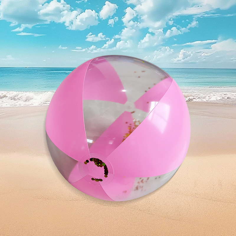 Cross-border best-selling 12-inch six-piece beach balls, transparent and bright sequined balls, children's PVC inflatable beach balls, sequined balls Application Scenario