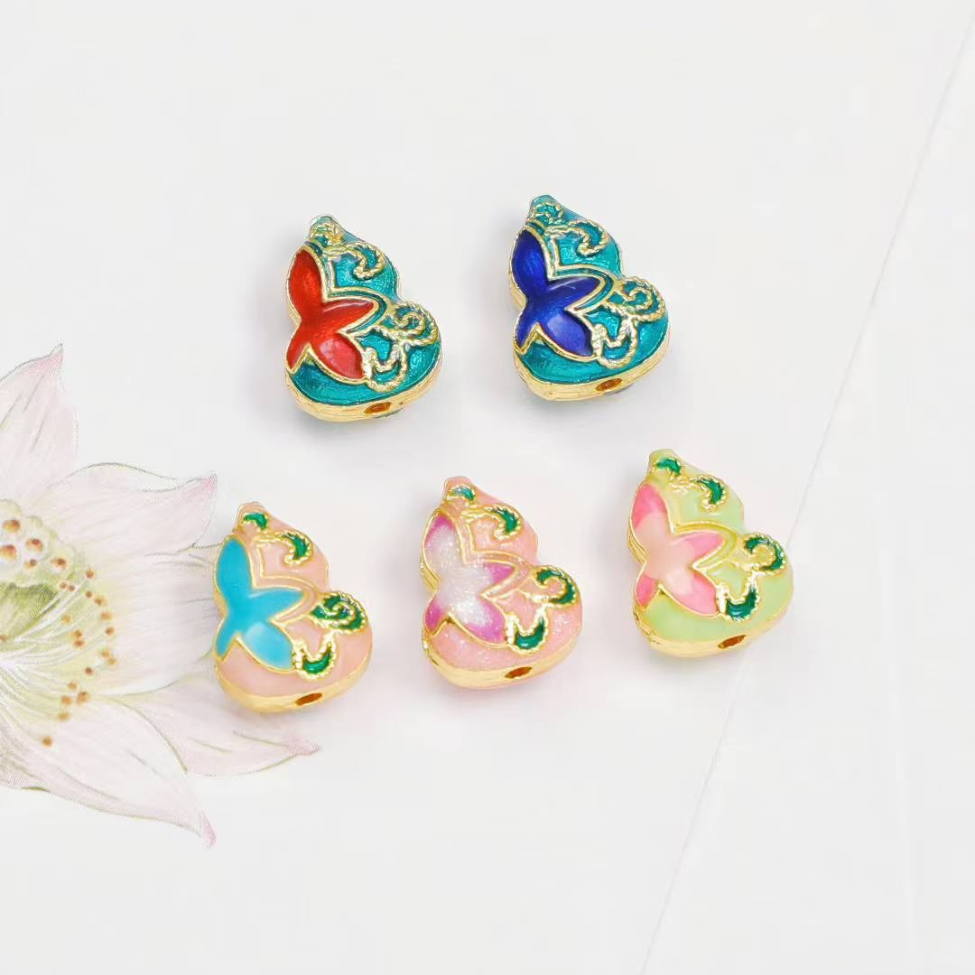 DIY Cloisonne enamel beaded and scattered beads pendant, ancient-style bracelet, necklace, beaded accessory, oil drip detail image 9