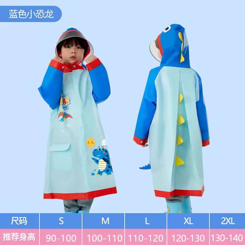 Children's EVA small and medium-sized children's back dinosaur raincoat