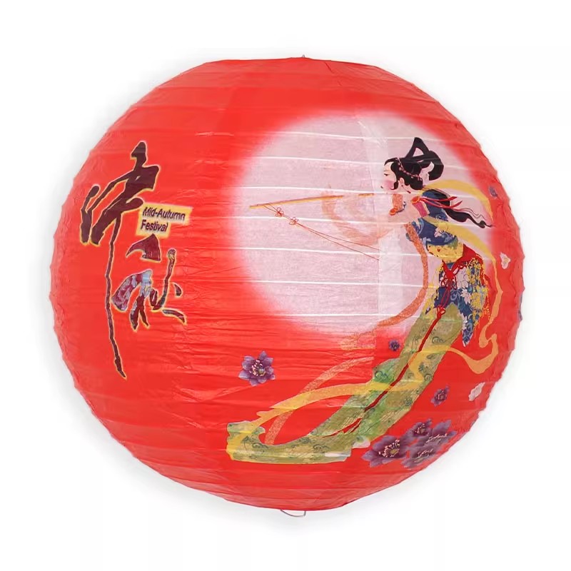 Mid-Autumn Festival lantern decoration, ancient-style outdoor paper lanterns, shopping mall store event scene atmosphere arrangement, luminous hanging ornaments Specification image