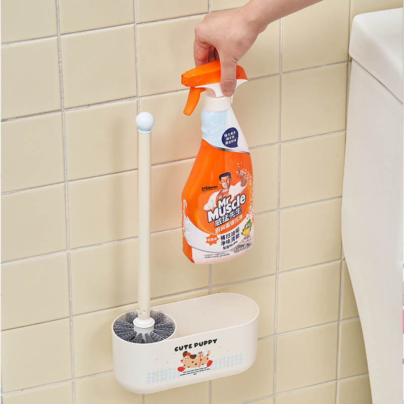 J06-7038壁挂式马桶刷厕所刷子卫生间浴室家用无死角清洁刷洁厕液置物架细节图
