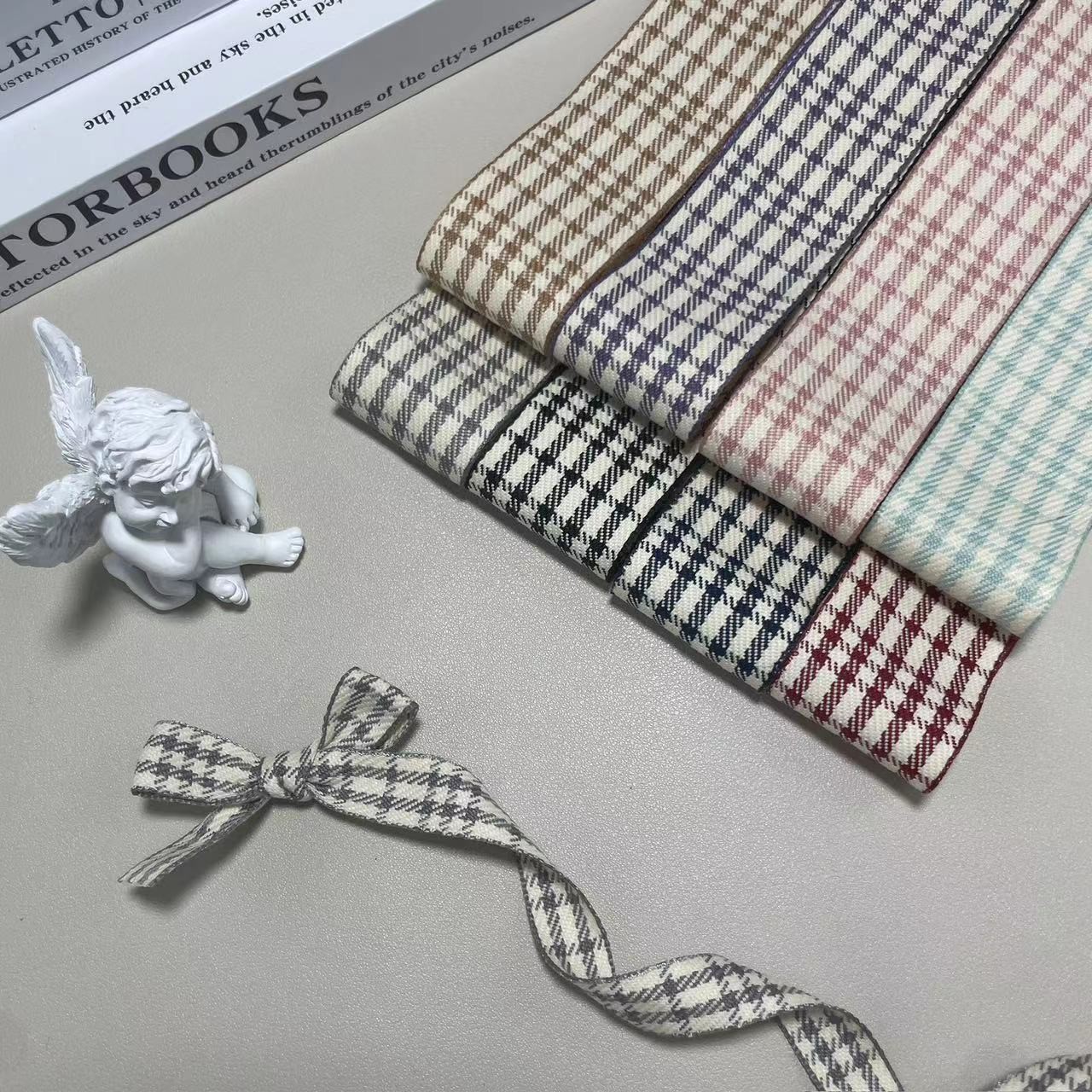 ZJ46-2- Jianjian Colorful Cotton Checkered Hair Accessory DIY Decoration