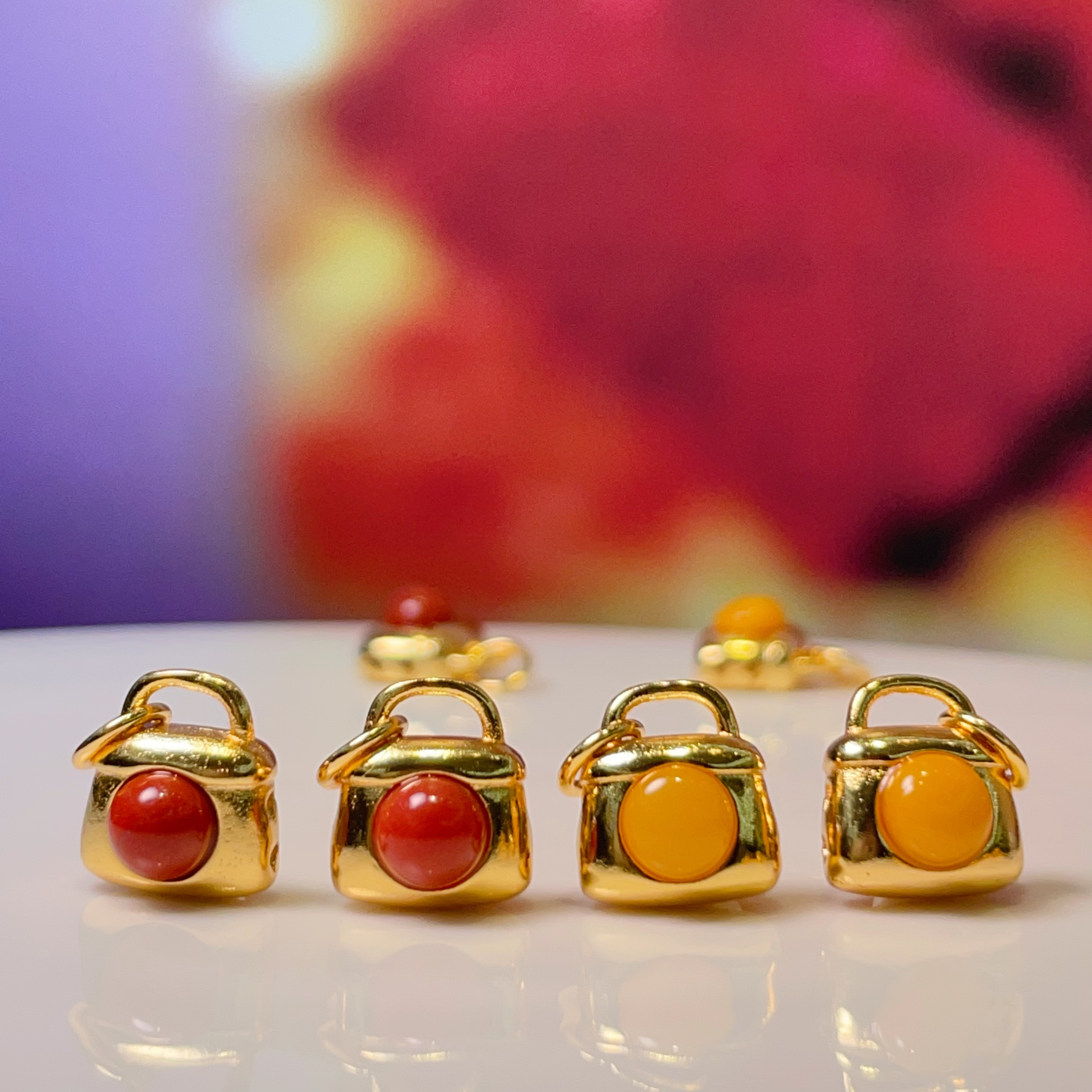 Natural Nan Hong lock bag, small drip, diy jewelry accessories, crystal accessories, ancient method sand gold accessories, copper-plated real gold, high color retention details Picture