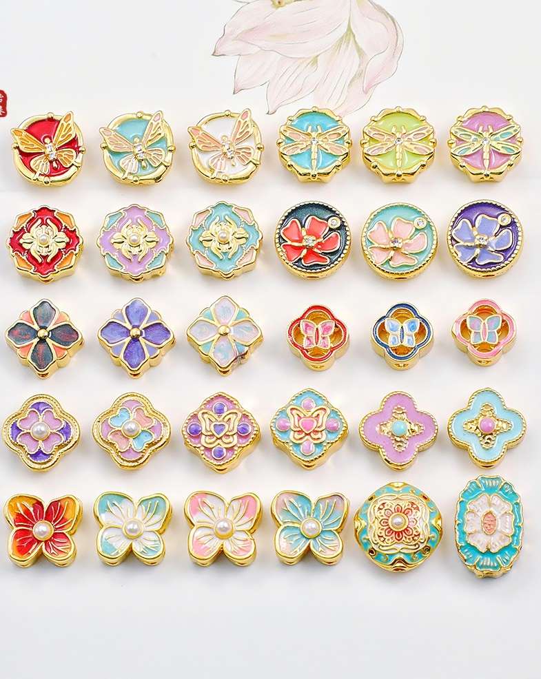 景泰蓝珐琅彩串珠散珠吊坠DIY古风手链项链隔珠饰品配件滴油