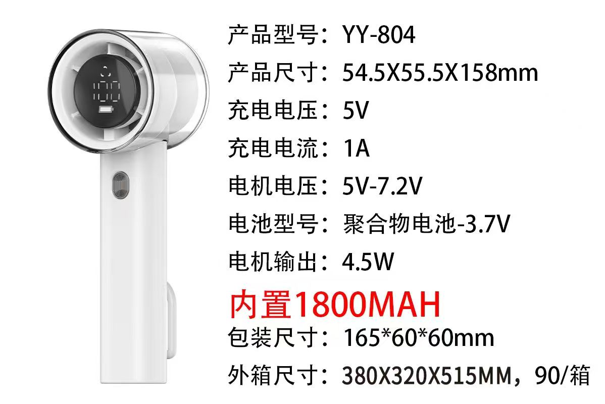 Cross-border digital display 100-speed speed ice pack small wind cannon, USB charging, large-capacity high-speed handheld small fan Specification image