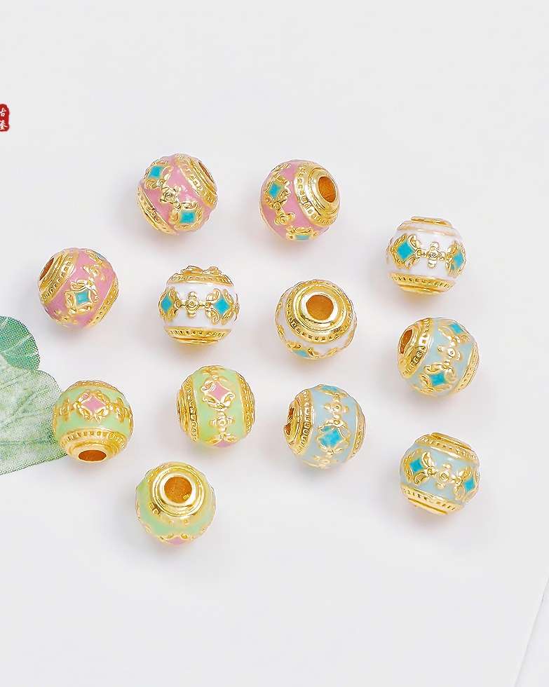 DIY Cloisonne enamel beaded and scattered beads pendant, ancient-style bracelet, necklace, beaded accessory, oil drip Specification image