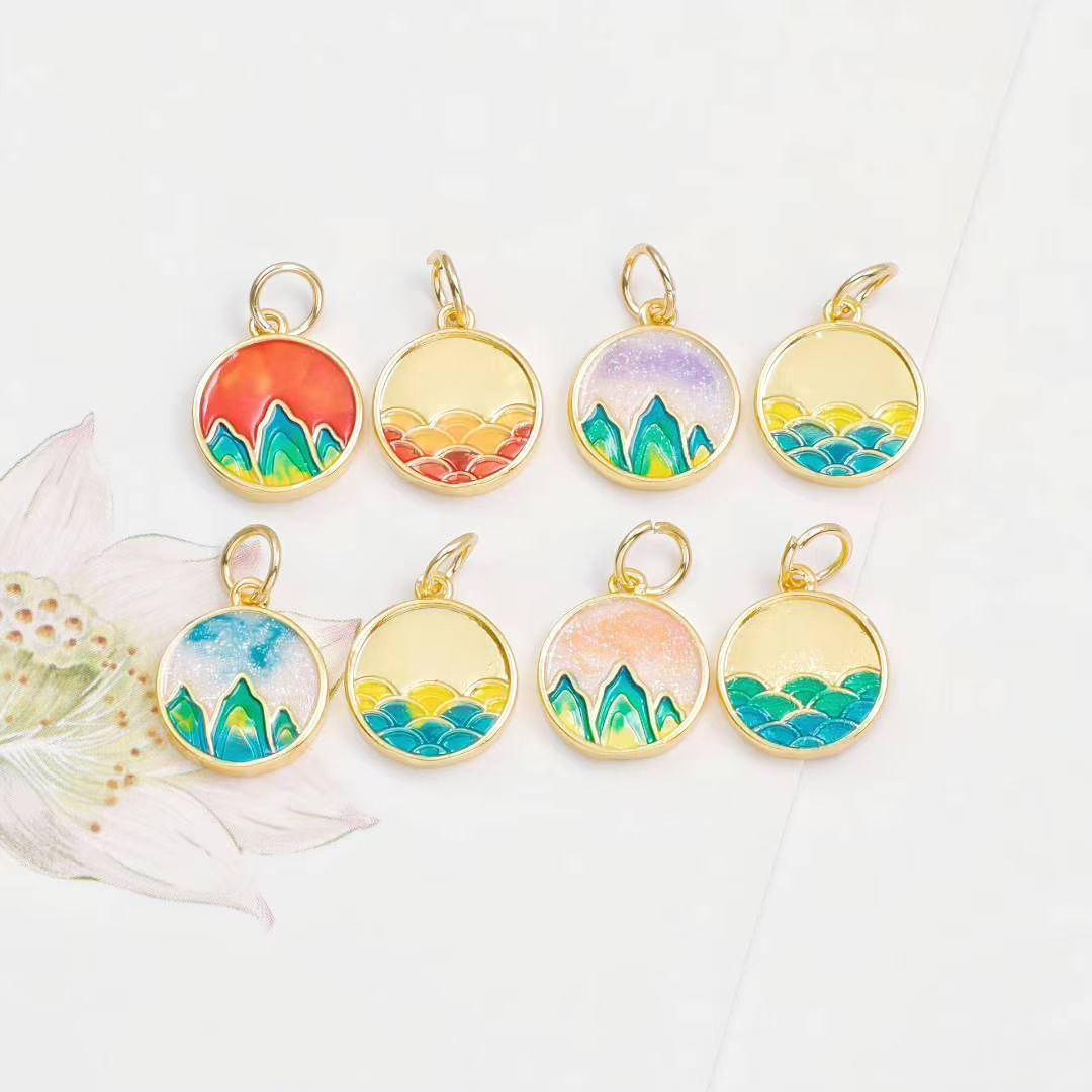 DIY Cloisonne enamel beaded and scattered beads pendant, ancient-style bracelet, necklace, beaded accessory, oil drip detail image 12
