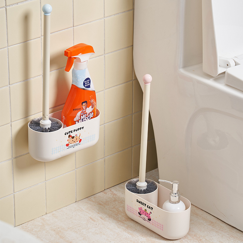 J06-7038壁挂式马桶刷厕所刷子卫生间浴室家用无死角清洁刷洁厕液置物架产品图