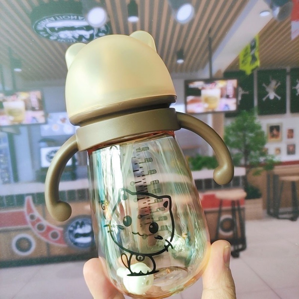 吸管水嘴杯卡通鸭嘴学饮杯宝宝纳米银大容量喝水杯