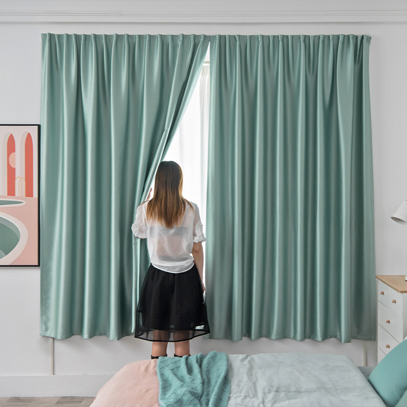 Black Beni Velcro curtains for rent, high light-blocking, perforation-free curtain fabric, quick-stick curtains, bay window light-blocking wonder Item Picture