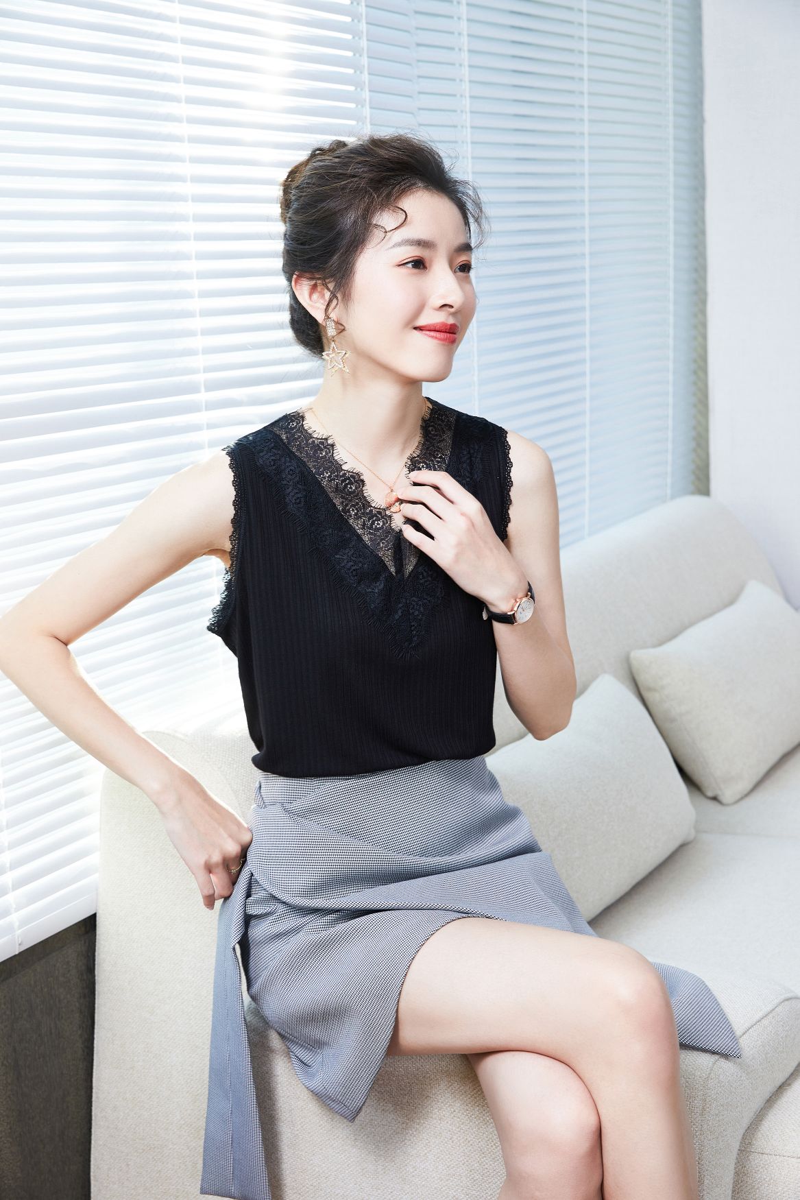 螺纹超弹加肥背心百搭595