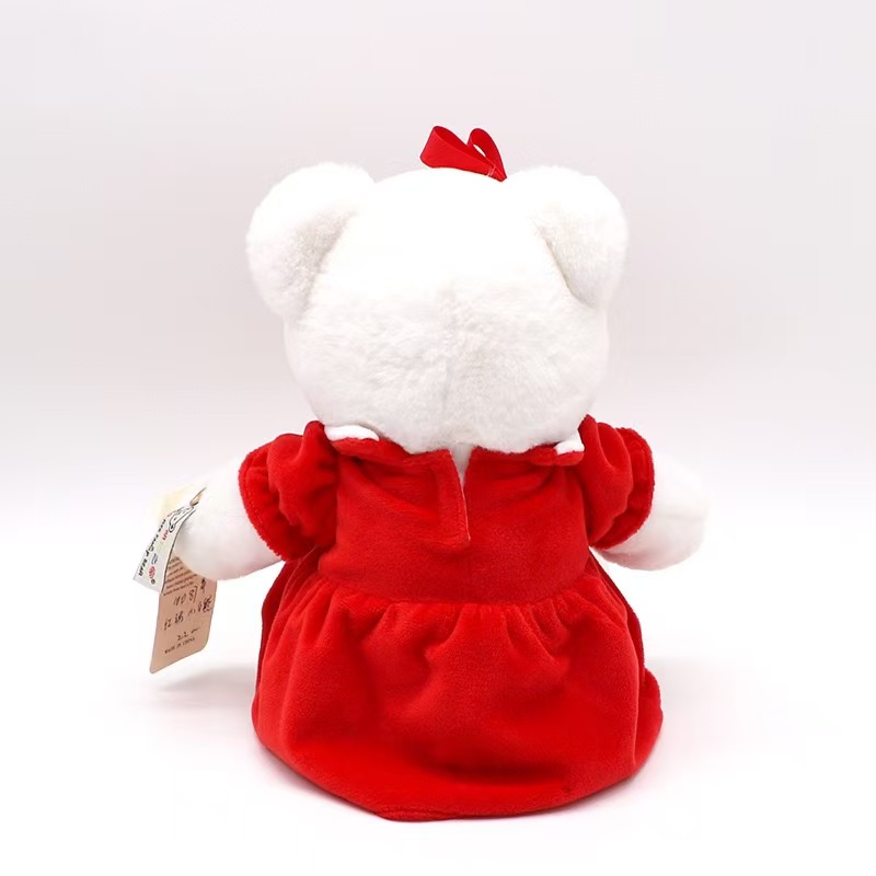 Mingren series red dress Little white bear sitting 23cm tall plush toy doll details Picture