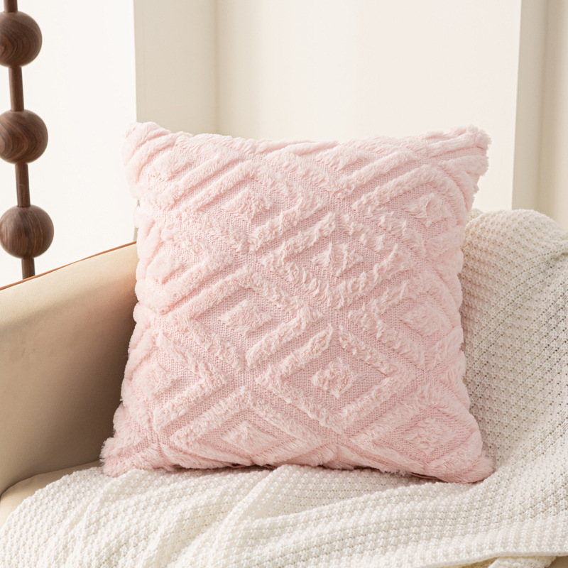 抱枕/靠垫/黑色皮抱枕/靠枕靠背/仿兔毛靠垫细节图